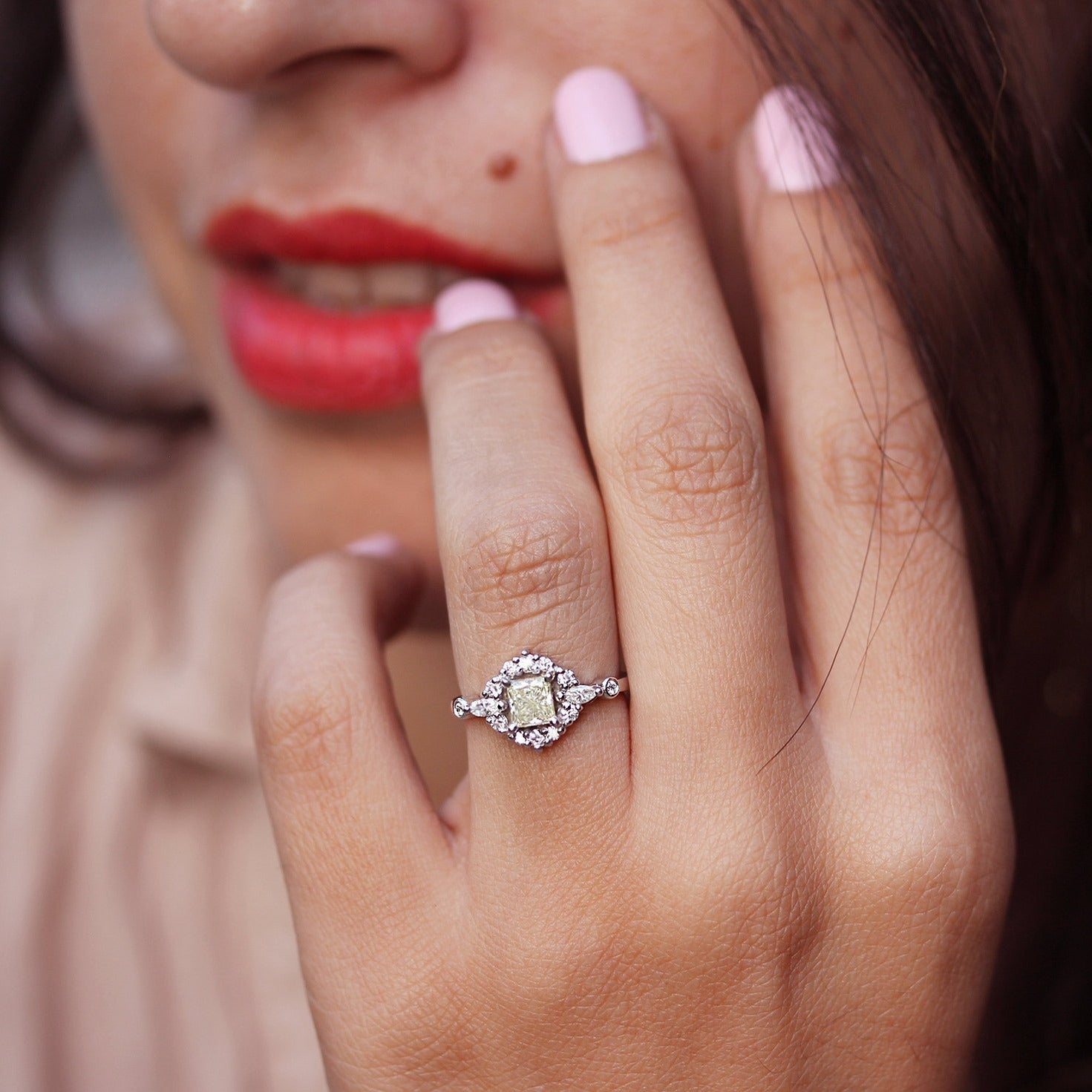 Thin + Simple Solitaire Engagement Ring With Princess Cut Diamond -  GOODSTONE